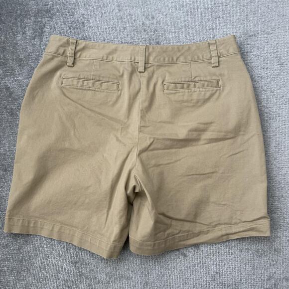 Lands' End Shorts Womens 10 Khaki Mid Rise Stretch Casual Chino Flat Front - Picture 7 of 7